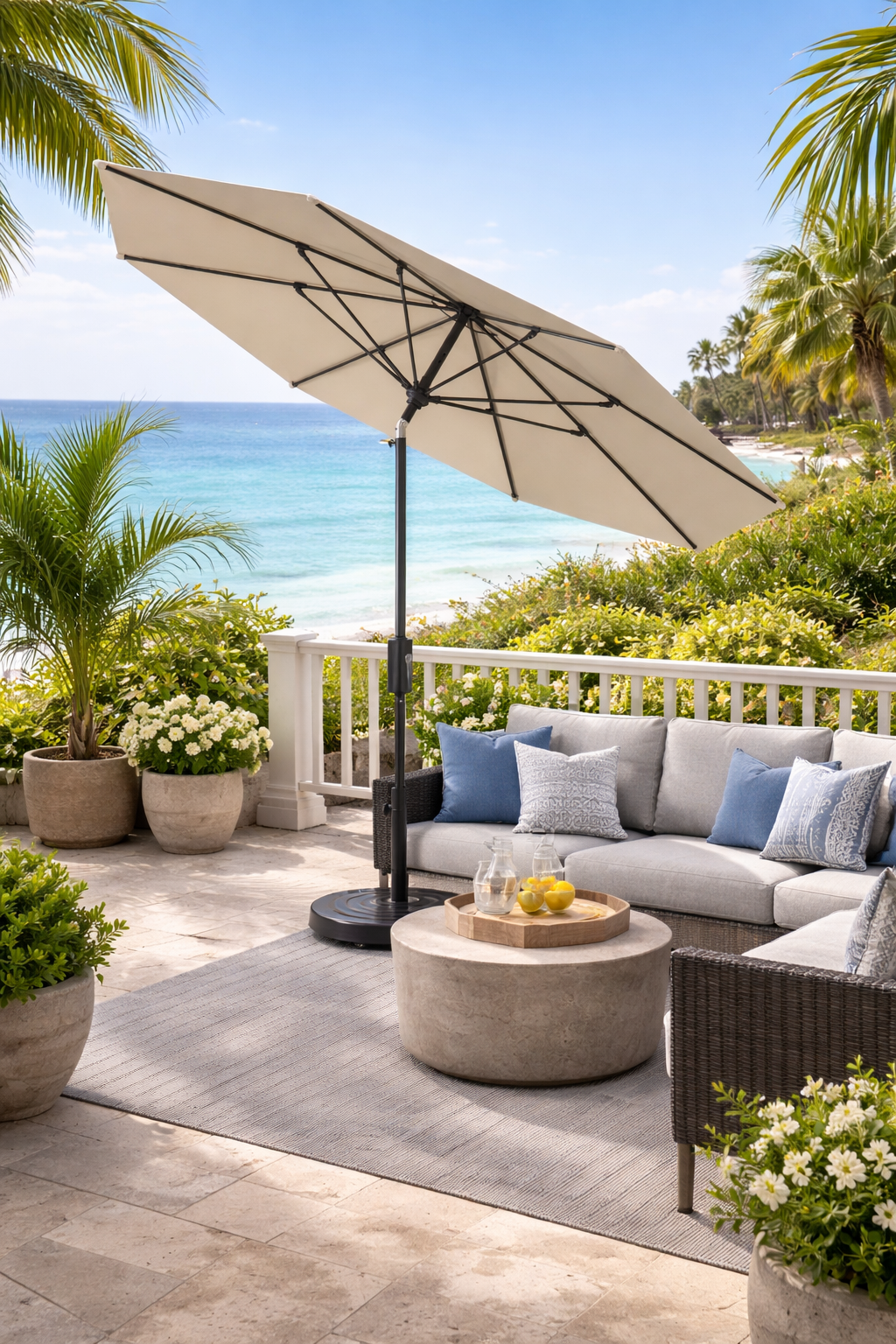 9 ft umbrella patio Flex 9ft Options:Concrete Camo - 20.25