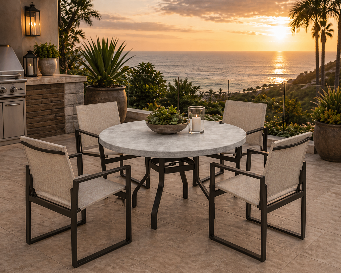 Allure 5 Pce 54" Round Dining Set - Outdoor Aluminum - - Greathouse