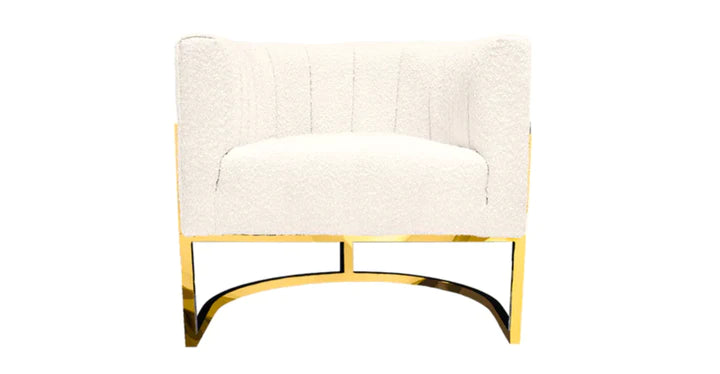 Art Deco Boucle Accent Chair - Brass