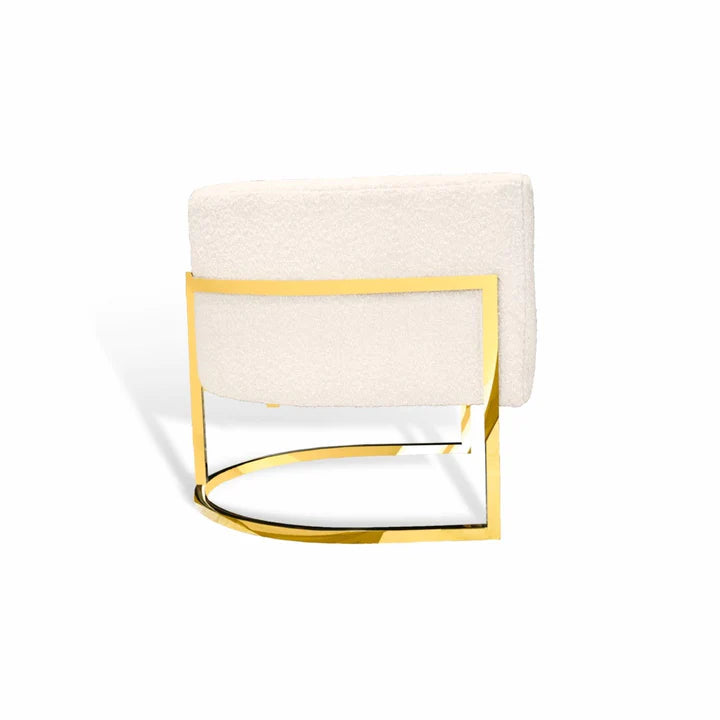 Art Deco Boucle Accent Chair - Brass