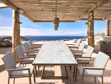 Together Extension Dining Table - Weathered Teak Finish - Outdoor Aluminum - - Greathouse