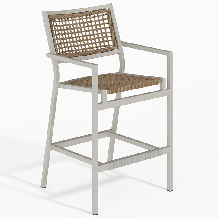 Cabana Club Rope Stationary Bar Stool - 30" - Outdoor Aluminum - - Greathouse