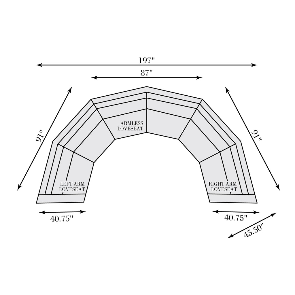 Del Sol 3 Pce Curved Sectional - - - Greathouse