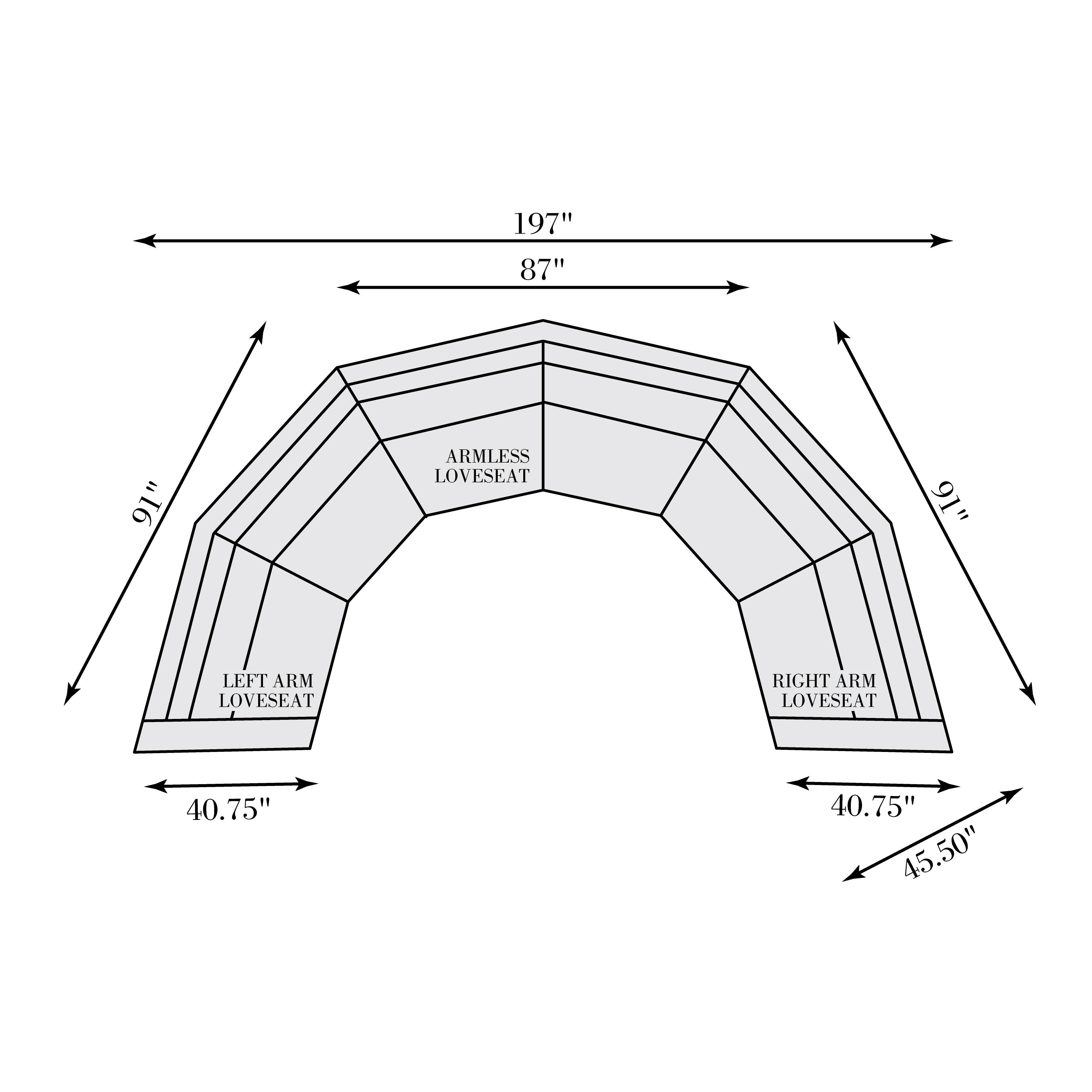 Del Sol 3 Pce Curved Sectional - - - Greathouse