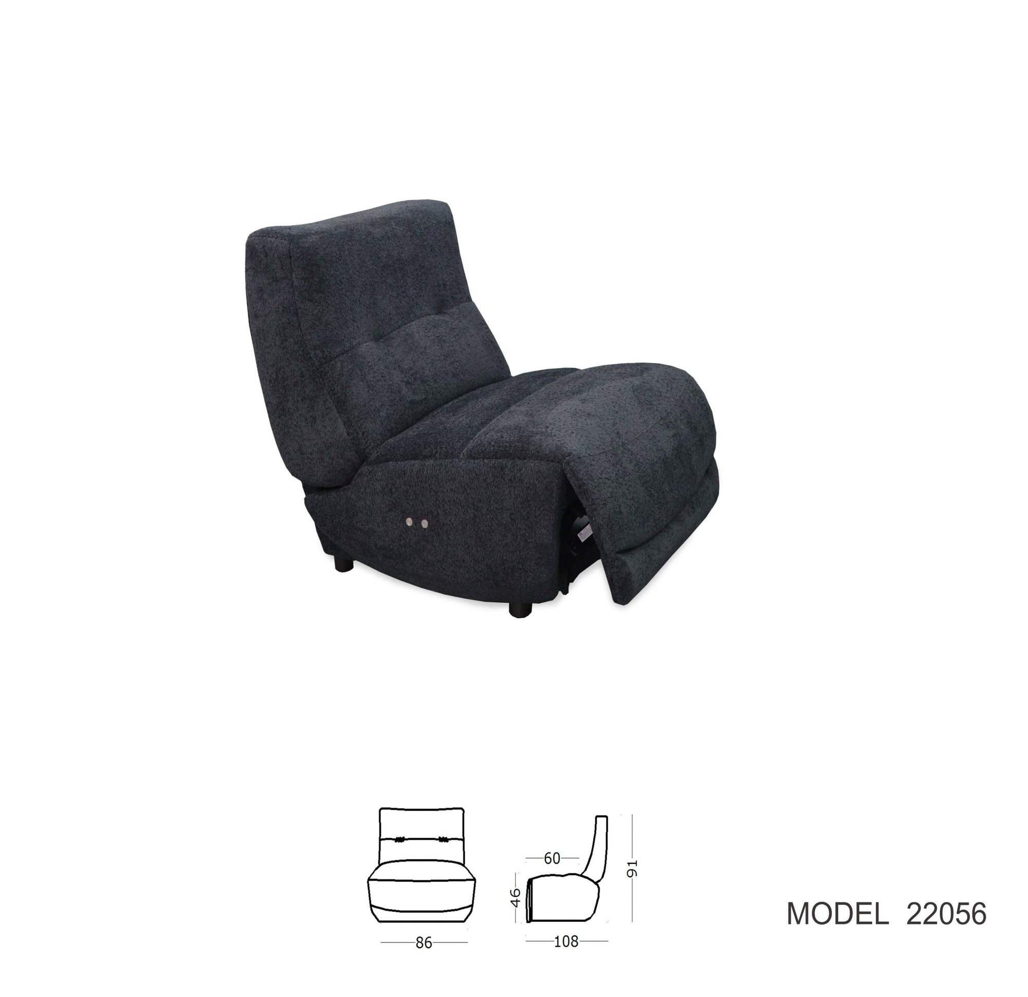 Modern Modular Dark Gray Recliner