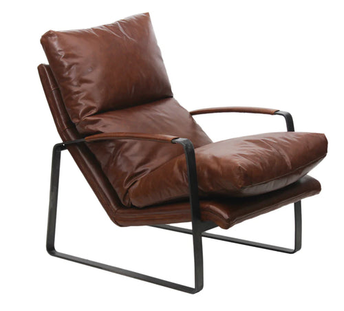 Eugene Brown Leather Accent Chair - Chairs - - Greathouse