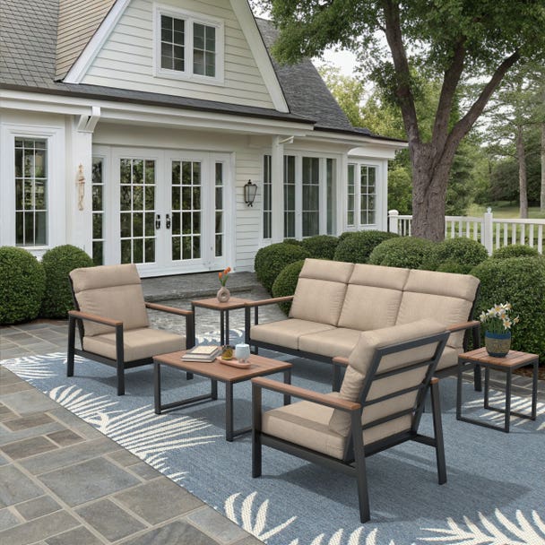 Landon 3 Pce High Back Sofa Seat Set - Aluminum - - Greathouse