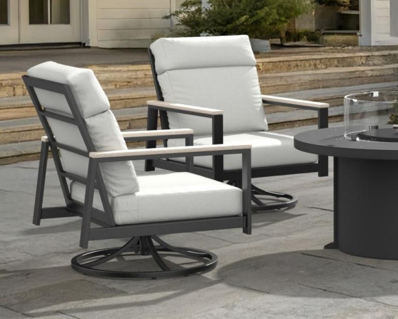 Landon High Back Swivel Club Chair - Aluminum - - Greathouse