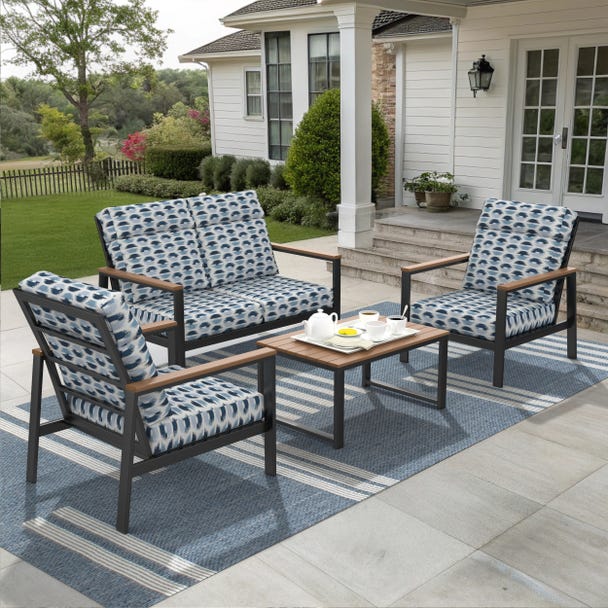 Landon 3 Pce High Back Love Seat Set - Aluminum - - Greathouse