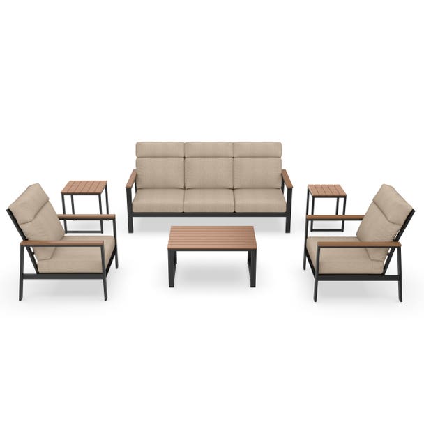 Landon 3 Pce High Back Sofa Seat Set - Aluminum - - Greathouse