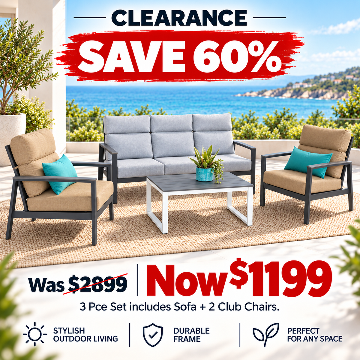 Landon High Back 3 Pce Set - SAVE 60%
