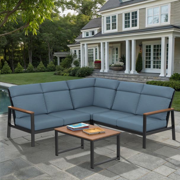 Landon High Back Corner Sectional - Aluminum - - Greathouse