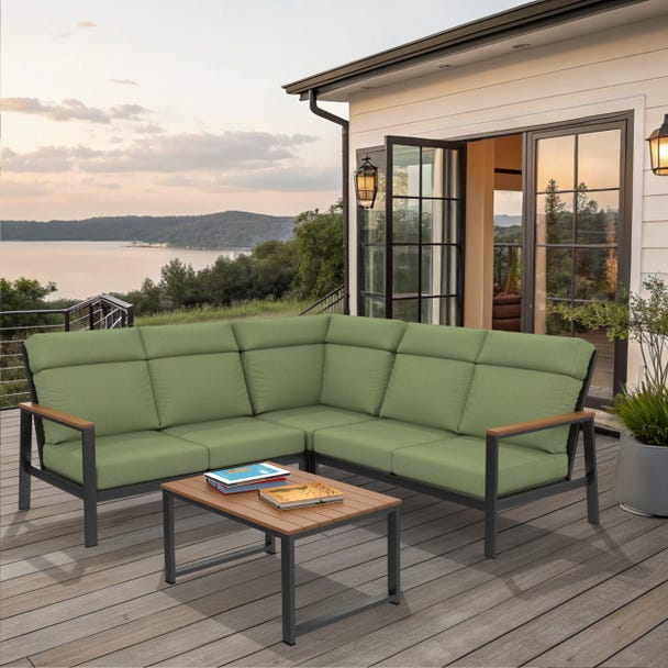 Landon High Back Corner Sectional - Aluminum - - Greathouse