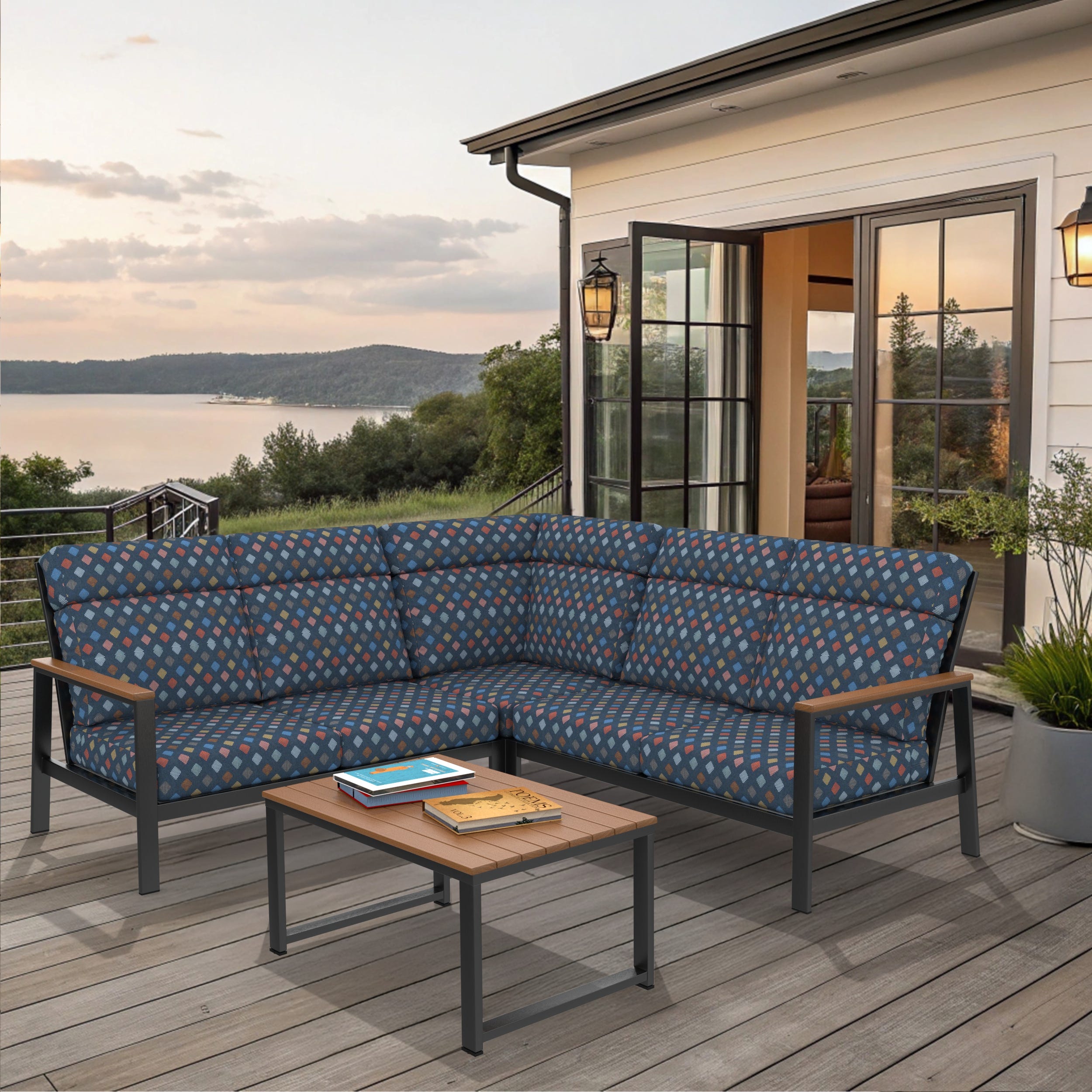 Landon High Back Corner Sectional - Aluminum - - Greathouse