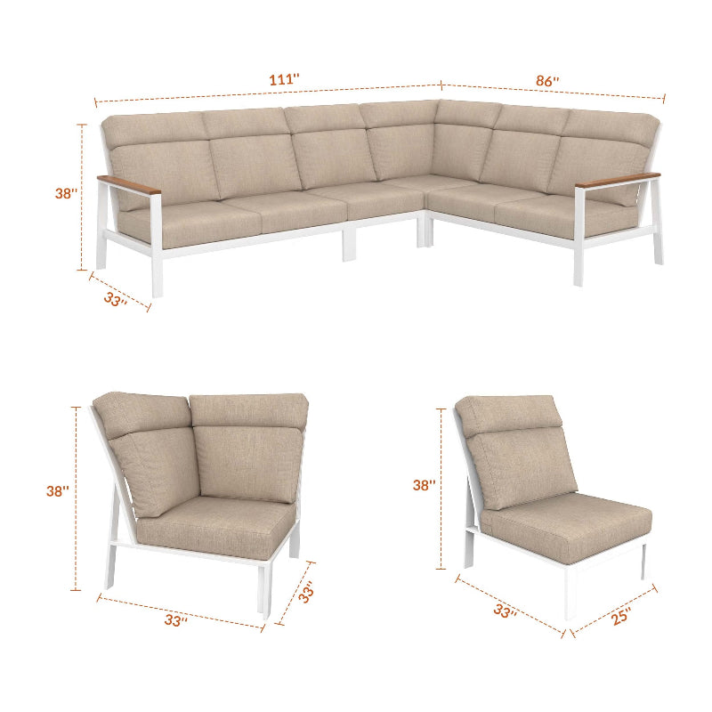 Landon High Back Corner Sectional - Aluminum - - Greathouse