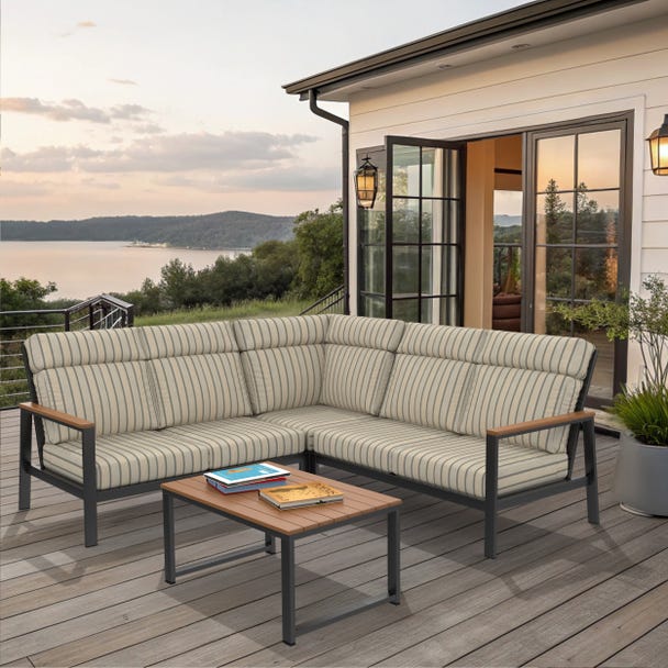 Landon High Back Corner Sectional - Aluminum - - Greathouse