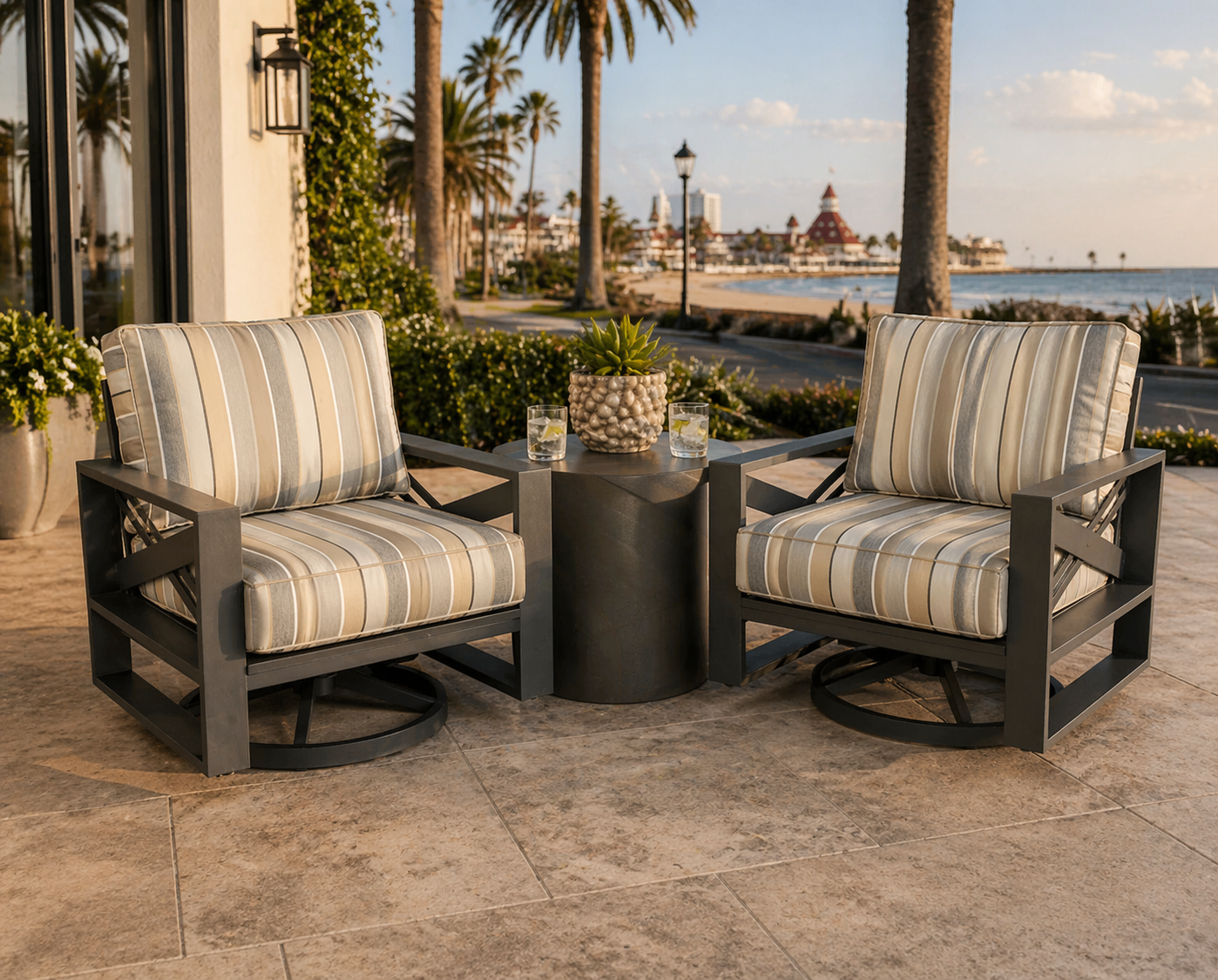 Jolee Swivel Club Chair Set of 2 - Aluminum - - Greathouse
