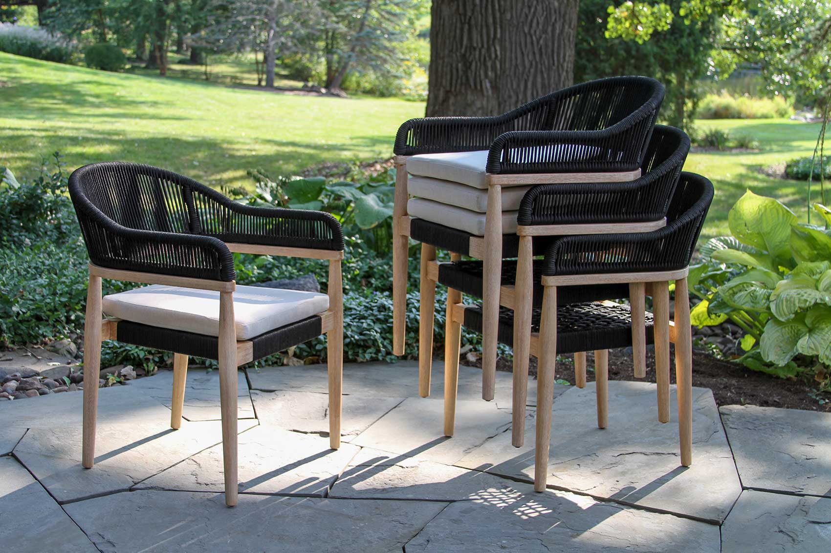 La Jolla Stacking Dining Chair - Black - Outdoor - - Greathouse