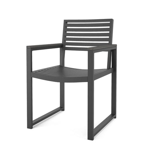 Landon Dining Arm Chair - Gray - Aluminum - - Greathouse