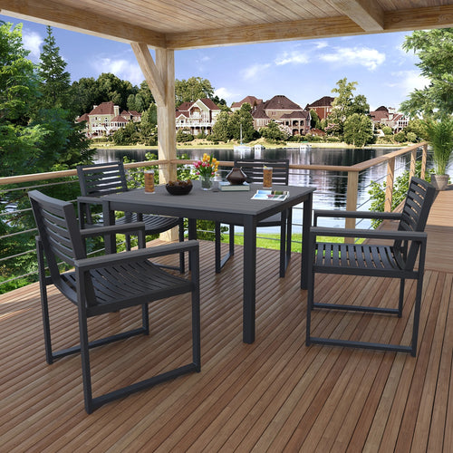 Landon 5 Pce Square Dining Set - Coastal Gray - Marine Grade Polymer - - Greathouse