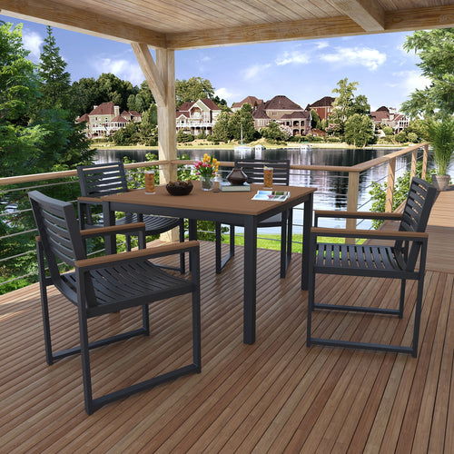 Landon 5 Pce Square Dining Set - Mahogany - Marine Grade Polymer - - Greathouse