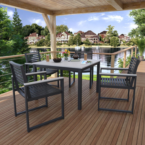 Landon 5 Pce Square Dining Set - Seashell - Marine Grade Polymer - - Greathouse