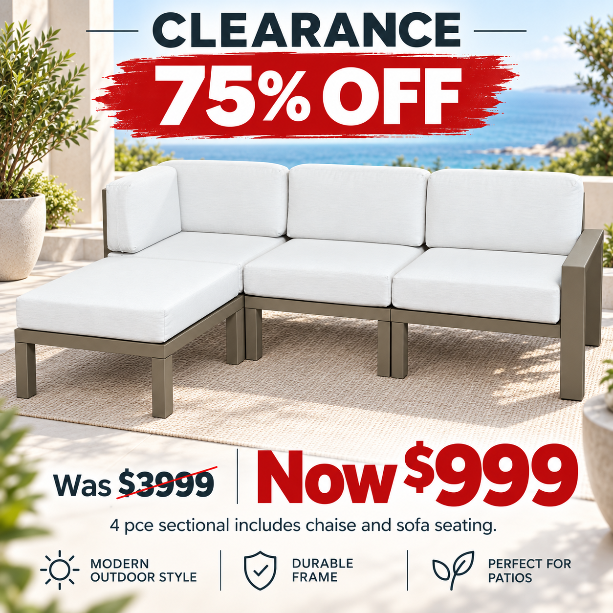 Larsen 4 Pce Sectional - 75% OFF