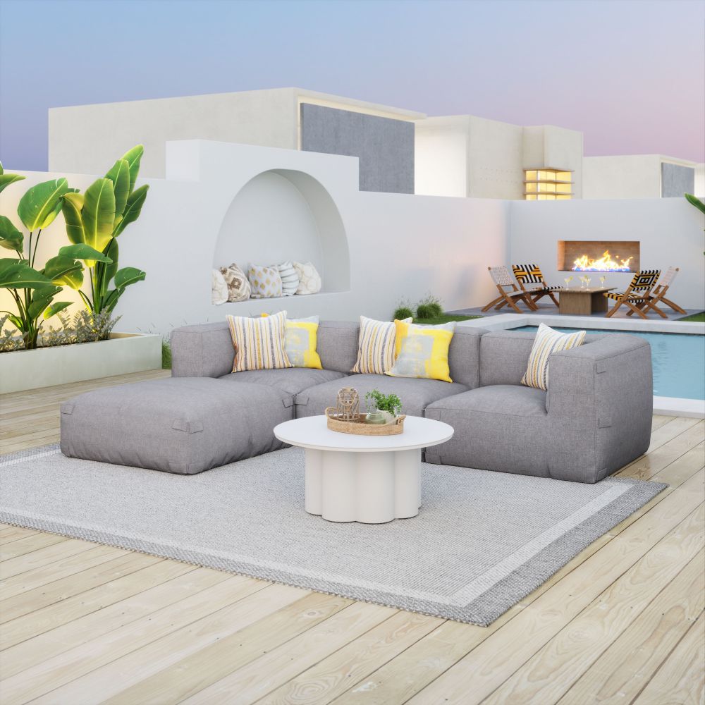 Luanda Modular Sectional w/Ottoman - Aluminum - - Greathouse