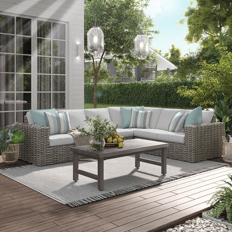 Mia 3 Piece Sectional - wicker - - Greathouse