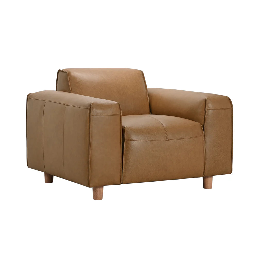 Nerio Camel Leather Love Seat