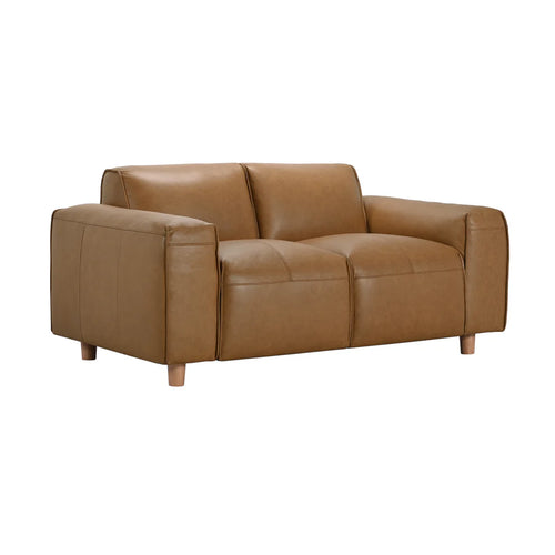 Nerio Camel Leather Love Seat - Leather Sofa - - Greathouse