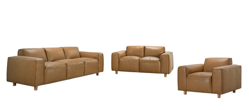 Nerio Camel Leather Love Seat - Leather Sofa - - Greathouse