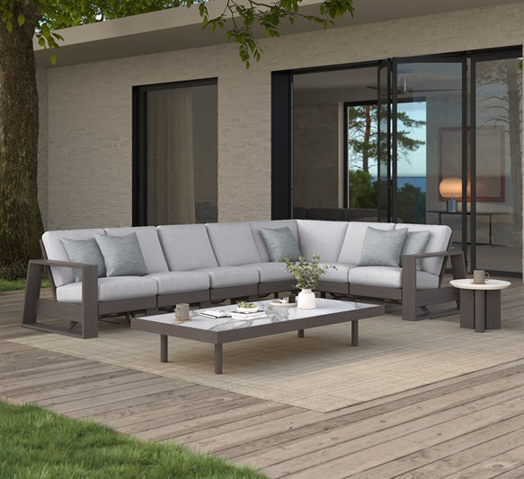 Novara 5 Pce Rocking Sectional - Smoke - Outdoor Aluminum - - Greathouse