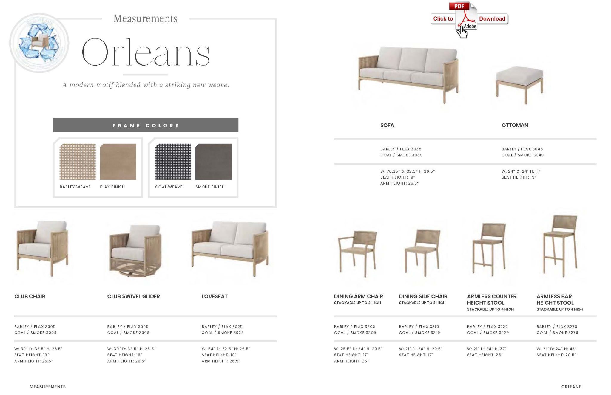 Orleans 3 Pce Outdoor Seating Seat