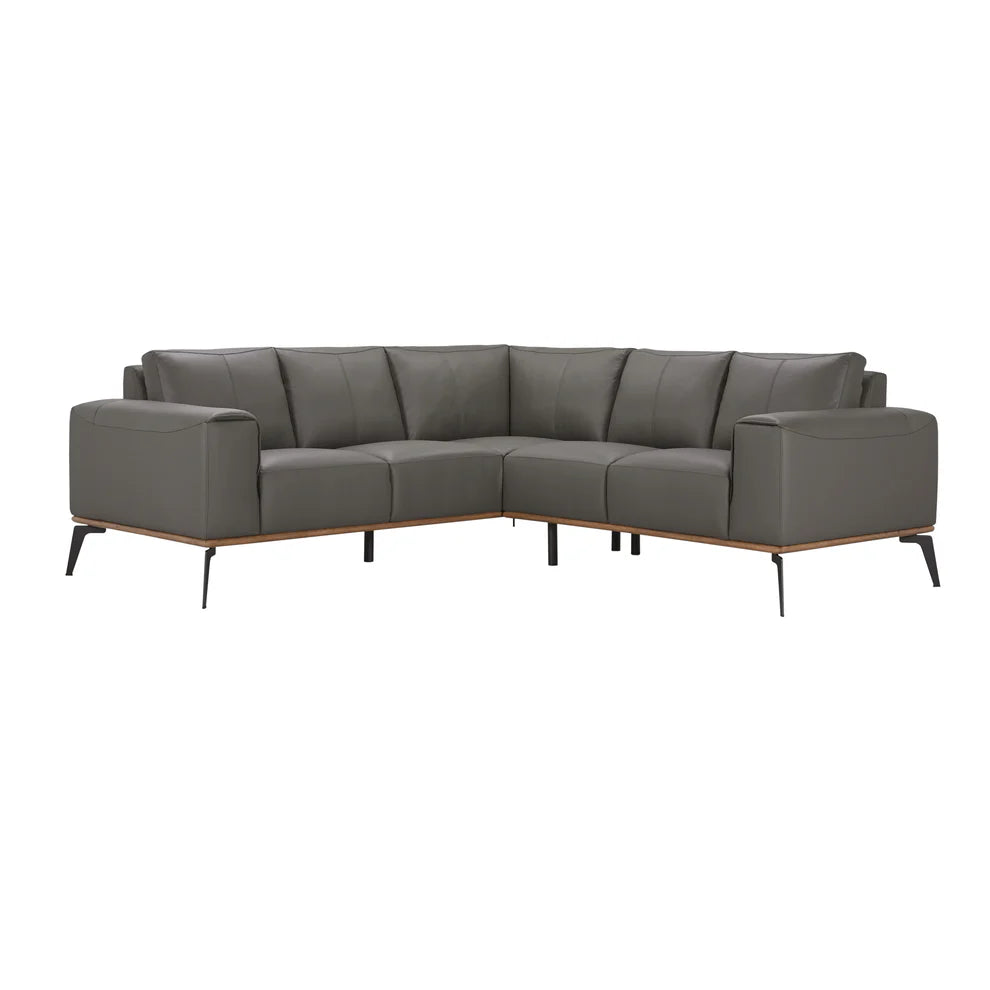 Pietro Gray Leather Sectional - SAVE 55%