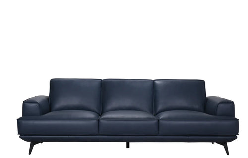 Pirelli Blue Leather Sofa - Leather Sofa - - Greathouse