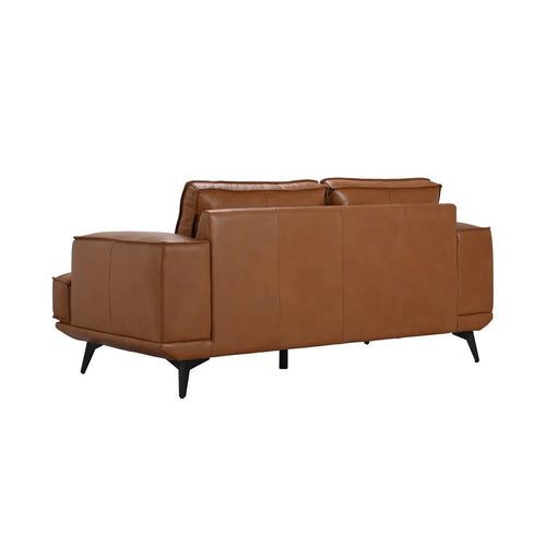 Pirelli Camel Leather Love Seat - Leather Sofa - - Greathouse