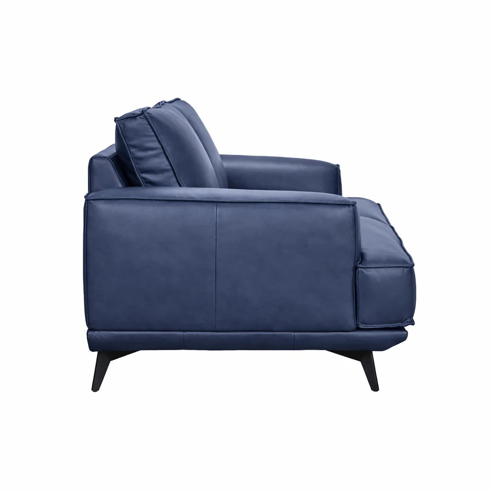 Pirelli Blue Leather Love Seat - SALE PRICE