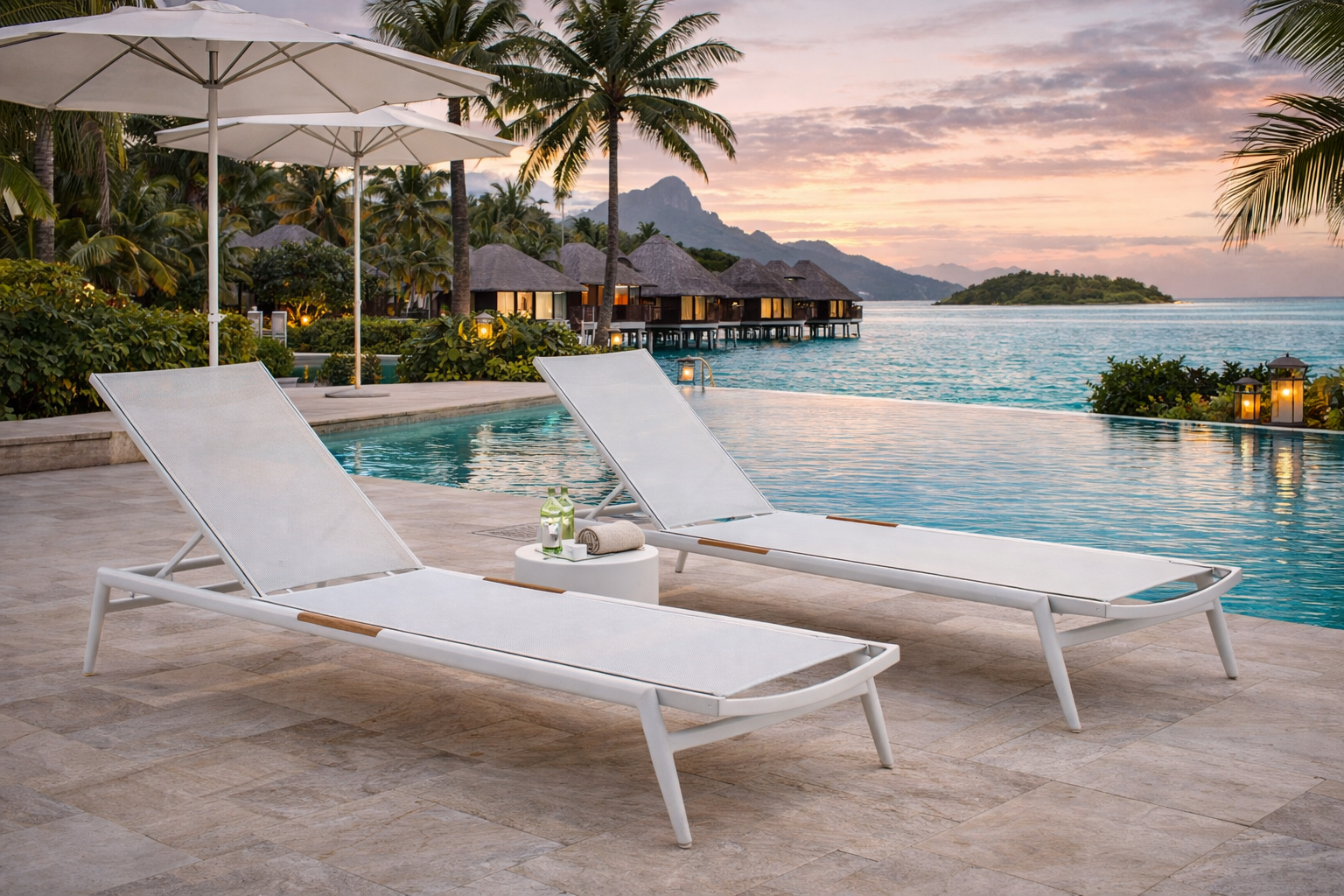 Polo Chaise Lounge - Set of 2 White