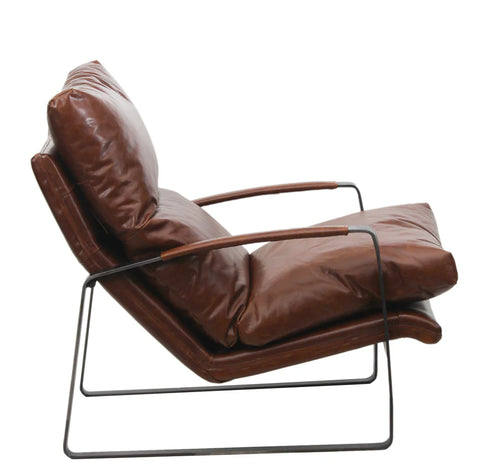 Eugene Brown Leather Accent Chair - Chairs - - Greathouse