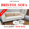 Bristol Sofa - SAVE 80%