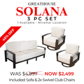 Solana 3 Piece Sofa Set - CLOSEOUT