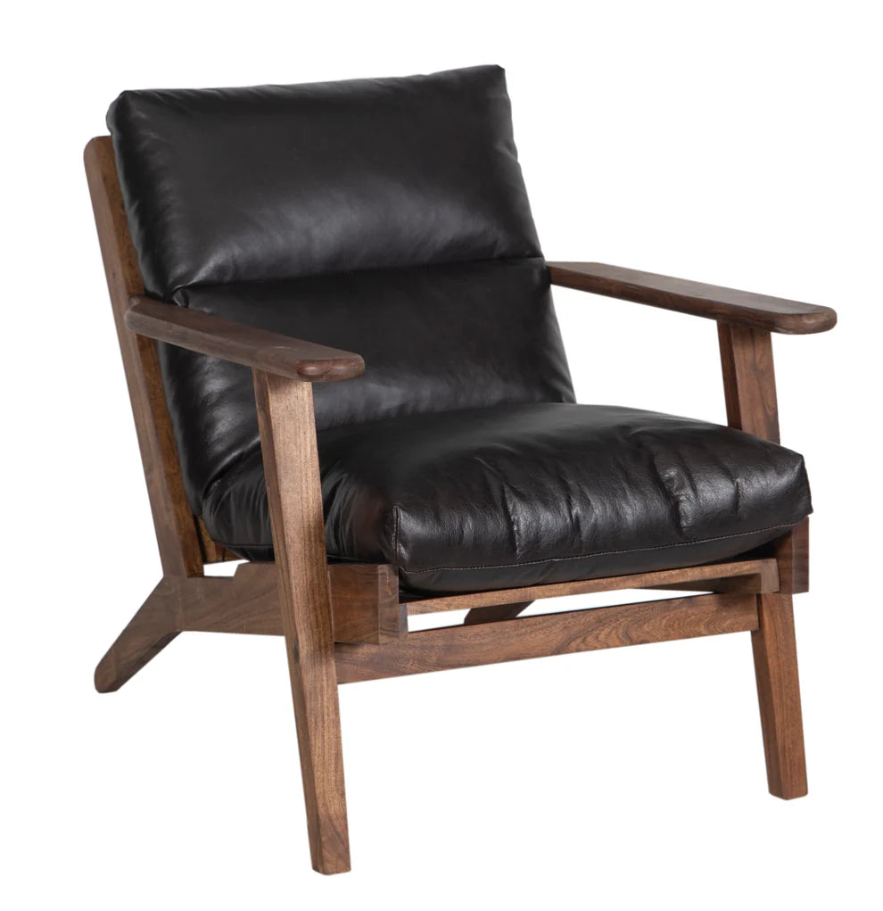 Salem Walnut Leather Accent Chair