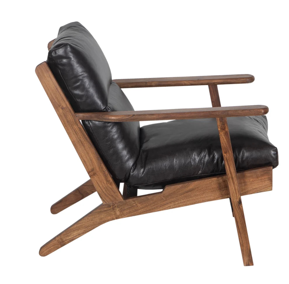 Salem Walnut Leather Accent Chair