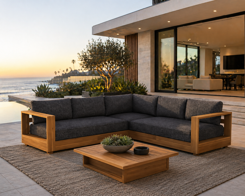 Santorini Teak Sectional - Teak - - Greathouse