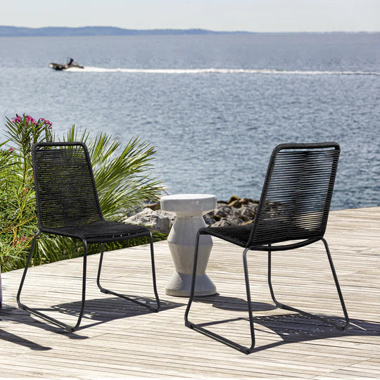 Shasta Dining Chair Set of 2 - Black - Outdoor Rope - - Greathouse