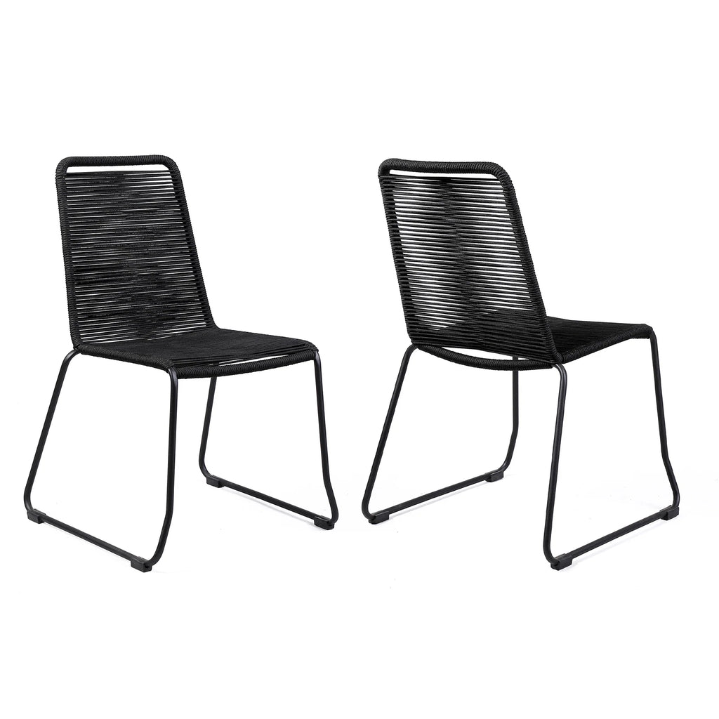 Shasta Dining Chair Set of 2 - Black - Outdoor Rope - - Greathouse