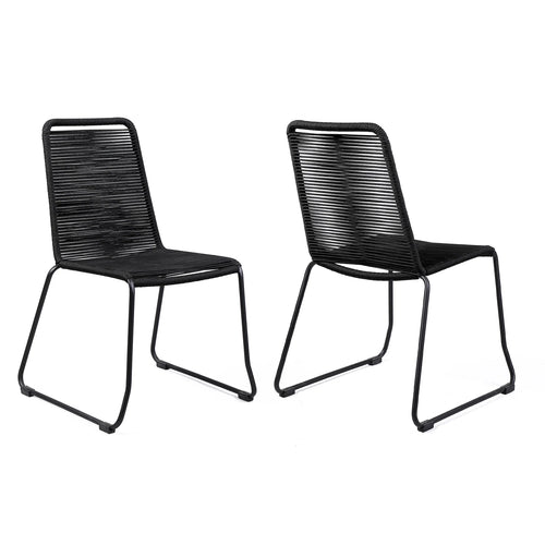 Shasta Dining Chair Set of 2 - Black - Outdoor Rope - - Greathouse