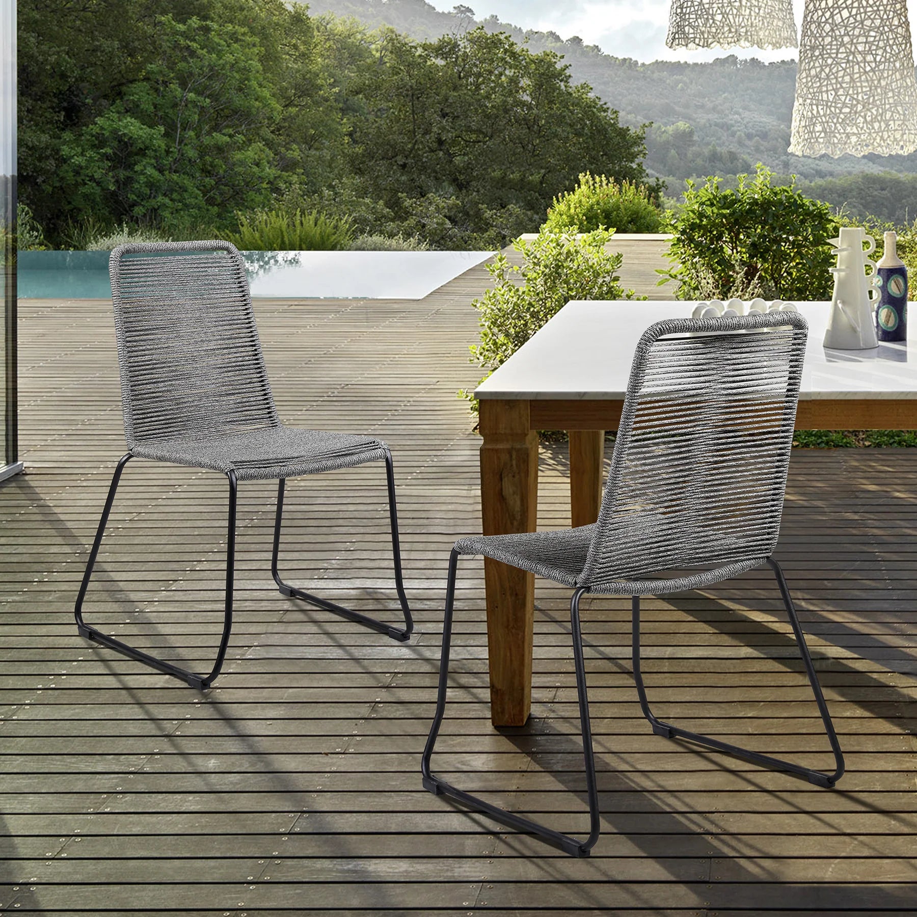 Shasta Dining Chair Set of 2 - Gray - Outdoor Rope - - Greathouse
