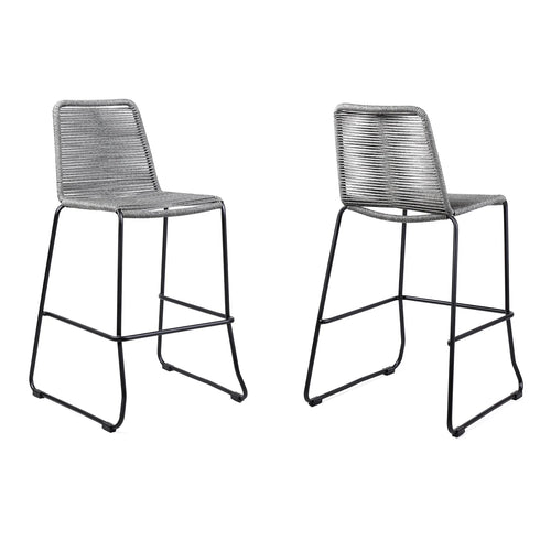 Shasta Stool Set of 2 - Gray - Outdoor Rope - - Greathouse